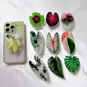 Socket Folding Grip Tok Pretty Leaf Acrylic Phone Holder For iPhone13 Universal Phone Bracket GripTok Stand